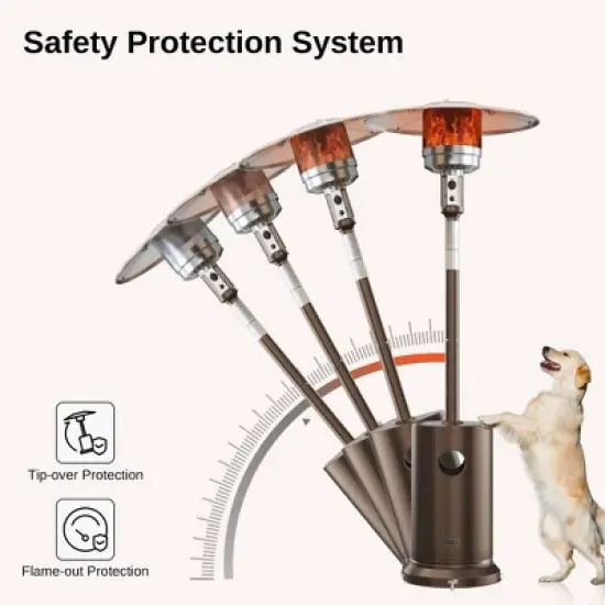 East Oak 31.9"x86.6" Propane Heater: Iron Frame, 10ft Heat Radius, No Tools Assembly image {8}