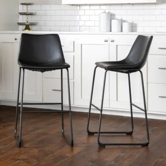 Set of 2 Laslo Modern Upholstered Faux Leather Barstools - Saracina Home image {1}