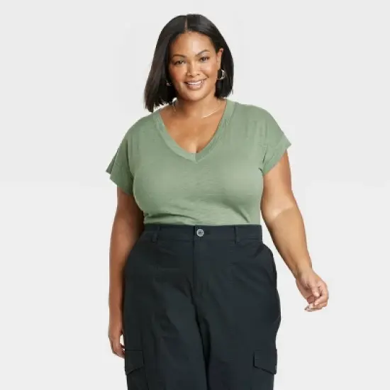 Women's Slub V-Neck Short Sleeve T-Shirt - Ava & Viv&trade; image {5}