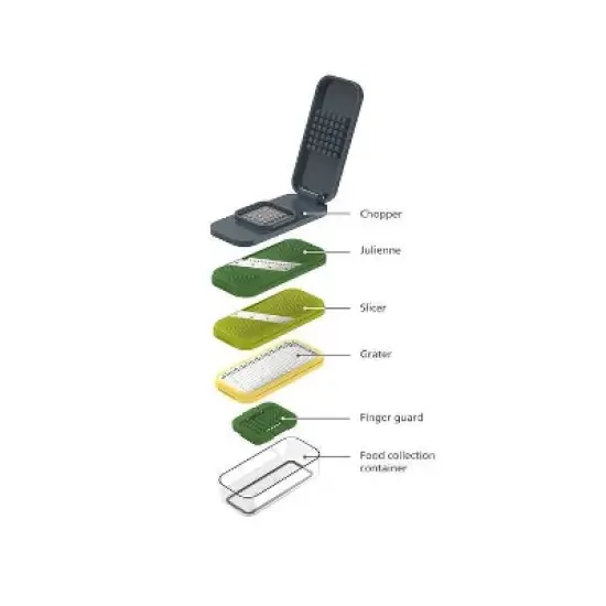 Joseph Joseph Compact 4-in-1 Chop Grate and Slice Set: Multicolored Polypropylene Salad Spinner & Bowl, Hand Wash image {2}