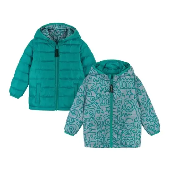 Andy & Evan  Toddler  Aqua Monsters Reversible Puffer image {4}