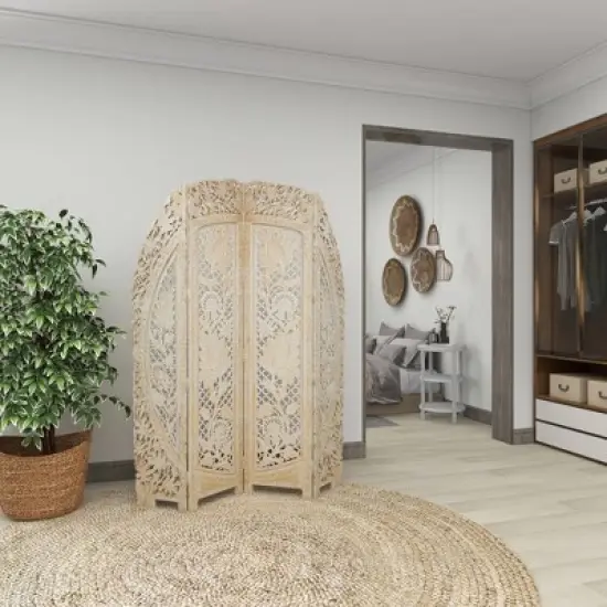 Eclectic Wood Room Divider Screen White - Olivia & May image {12}
