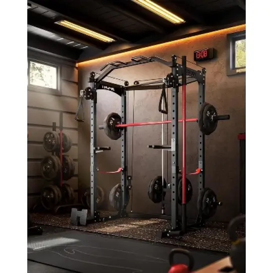 Acekool Power Cage, Multi-Functional Home Gym Squat Rack with Cable Crossover, 1600LB Capacity, 20+ Attachments, Strength Training image {6}