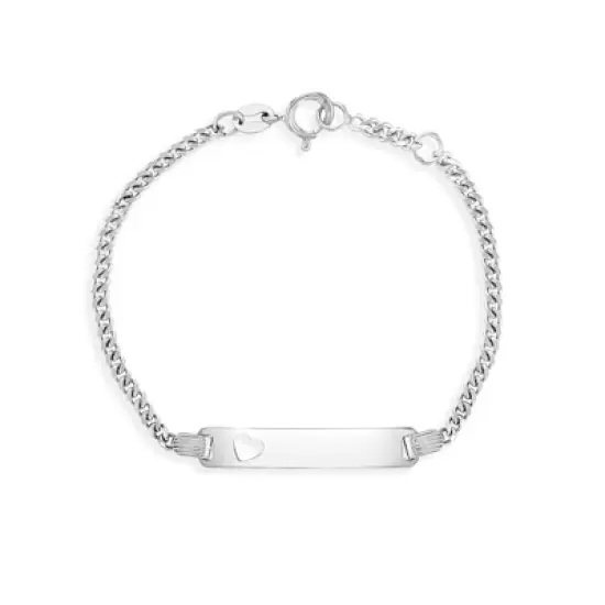 Girl's Heart Cutout Link ID Bracelet Sterling Silver - In Season Jewelry image {4}