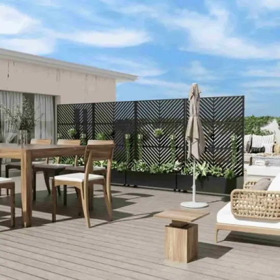 Lirago Iron Black Arch Mobile Planters Planting Box Trellis for Climbing Plants 72x47 image {2}