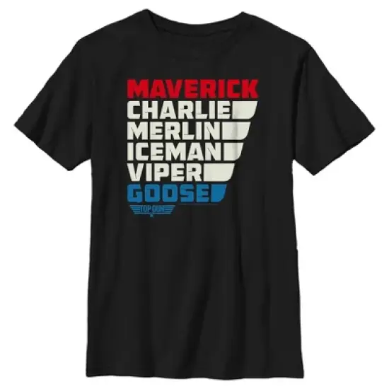 Boy's Top Gun Character Name Stack T-Shirt image {4}