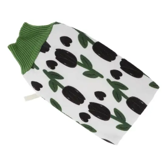 Unique Bargains Tulip Flowers Shower Gloves for Bathroom 9.45"x5.12" Green 1 Pc image {3}