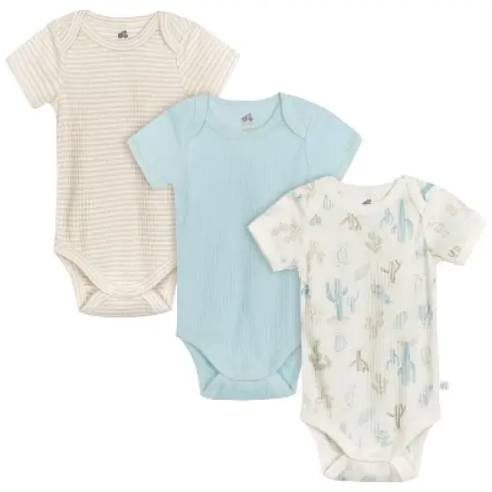 Just Born Baby Neutral Short Sleeve Bodysuits - 3-Pack image {10}