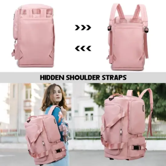 Gym Duffle Bag for Women Men, Sports Backpack with Wet & Shoe Compartment image {4}