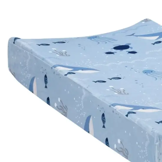 Lambs & Ivy Bubbles and Squirt Underwater Whale/Fish Soft Changing Pad Cover image {2}