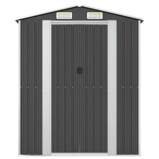 vidaXL Galvanized Steel Garden Shed, Anthracite - Outdoor Storage Space for Garden Tools and Equipment - Weather-Resistant Material image {2}