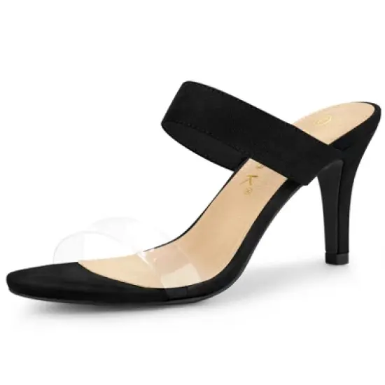 Allegra K Women's Clear Strap Stiletto Heel Slides Sandals image {7}