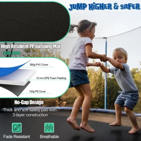 Infans 14FT Recreational Trampoline W/Inner Enclosure Net Basketball Hoop Ladder image {4}
