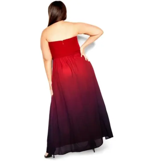 Women's Plus Size  Ombre Lust Maxi Dress - ruby | CITY CHIC image {1}