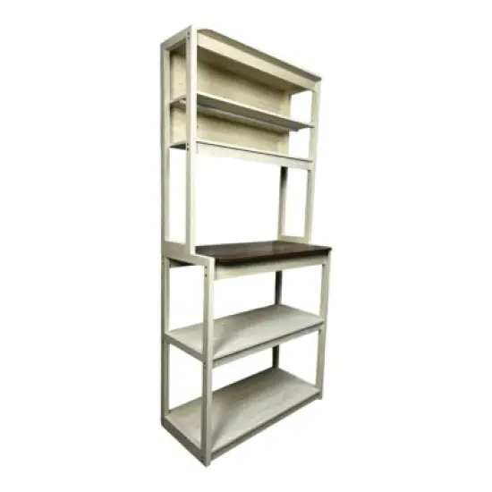 INFURNIC Kitchen Racks Modern Bakers Rack with Adjustable Shelves and Storage for Stylish Kitchen Use, Brown White, 31.5"*15.75"*66.93" image {1}