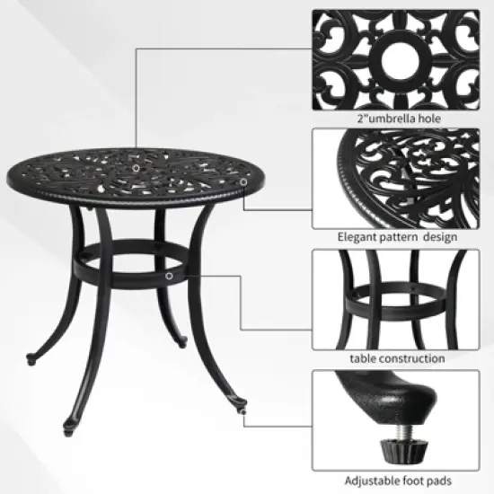 Syemin Patio End Tables, Modern Decorative Side Tables, Stylish Design for Patio, Living Room, Indoor and Outdoor Use, Black, 23.6"*23.6"*20.7" image {3}