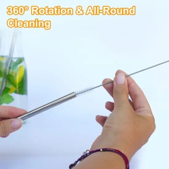 Unique Bargains Long Handle Wire Bristles Bottle Straw Cleaning Brushes 10 Pcs image {3}