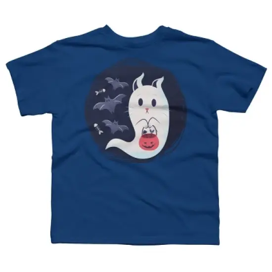 Boy's Design By Humans halloween ghost cat By ArtStyleAlice T-Shirt image {6}
