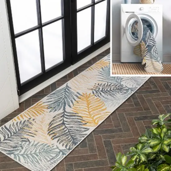 JONATHAN Y Calypso Coastal Casual Palm Frond Reversible Machine-Washable Indoor/Outdoor Area Rug image {10}