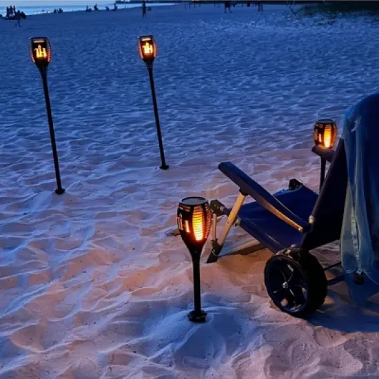 Solar Torch & Ground Spike Kit &ndash; 2-Pack with Adjustable Height & Drill Chuck image {3}