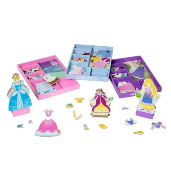 Melissa & Doug Disney Cinderella and Belle and Rapunzel Magnetic Dress-Up Wooden Dolls image {3}