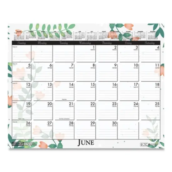 Recycled Wild Flower Wall Calendar, Wild Flowers Artwork, 15 x 12, White/Multicolor Sheets, 12-Month (Jan to Dec): 2026 image {5}