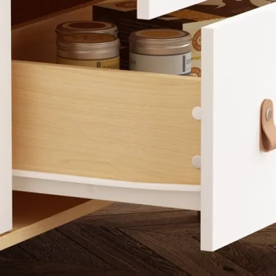 Famapy Baby Changing Table With leather Pulls Large Worktop Three Drawers Rich Storage Space Storage Cabinet image {6}