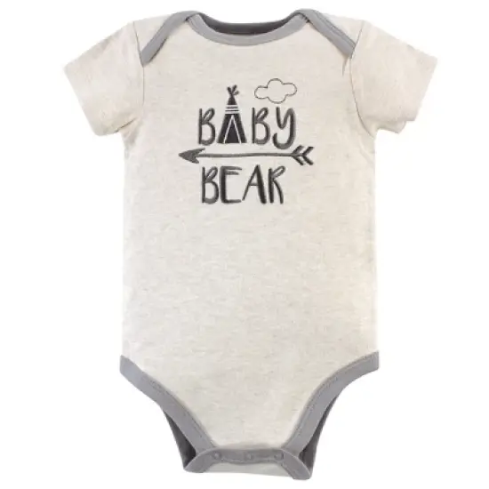 Luvable Friends Baby Boy Cotton Bodysuits 5pk, Bear image {1}