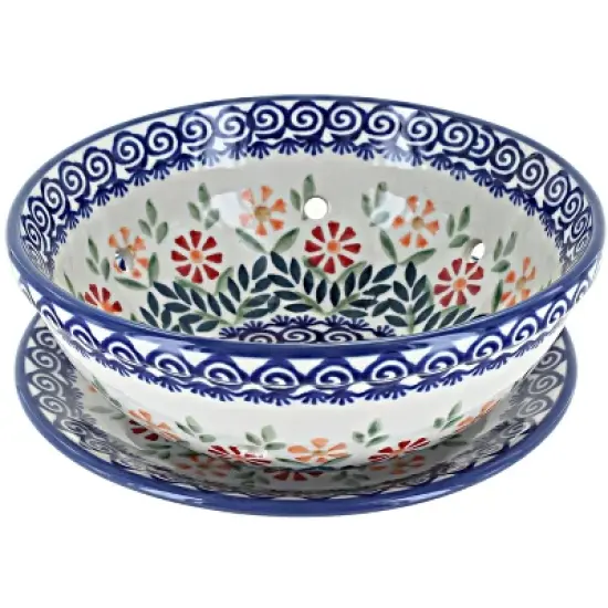 Blue Rose Polish Pottery M076 Manufaktura Berry Bowl With Plate image {4}