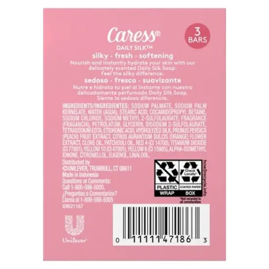 Caress Women's Bar Soap Daily Silk White Peach & Orange Blossom for All Skin - 3.15oz/3pk image {7}