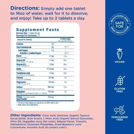 Mommy's Bliss Lactation Hydration Drink Tablets - Berry Acai - 10ct image {4}