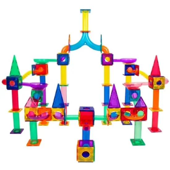 PICASSO-TILES Marble Run Magnetic Tiles for Kids, 200PCS, Construction Magnet Tiles Race Track Building Blocks STEM Toy image {4}