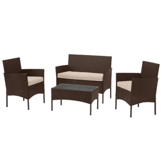 Pure Garden 4pc Outdoor Patio Rattan Furniture Set image {11}