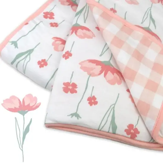 Honest Baby Organic Cotton Lightweight Knit Quilt - Strawberry Pink Floral image {3}