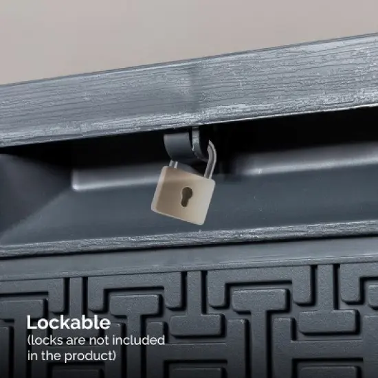 Syemin Deck Boxes 90gal Outdoor Garden Plastic Storage Deck Box Waterproof Deck Box Outdoor Lockable Storage Container, Black, 45.67"*19.5"*23.23" image {4}