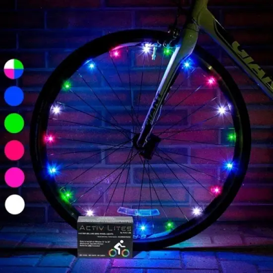 Activ Life Bike Lights for Wheels, Best Basket Stuffers for Kids and Teen Gifts; with Batteries Included - 1 Tire Pack, Pink image {2}
