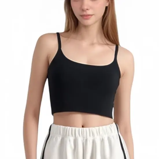 Anna-Kaci Active Women's Scoop Neck Spaghetti Strap Sports Bra with Smooth Finish image {7}