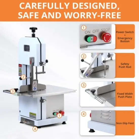 Garvee Meat Saw,  0.39～5.7 Inches Cutting Thickness with 6 Saw Blades, Bone Saw with Workbench image {5}