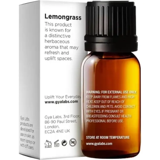 Gya Labs Lemongrass Essential Oil 0.34 Fl Oz Earthy & Zesty Scent for Hair Skin Candle Making image {1}
