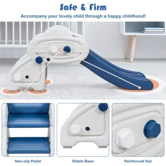 Costway Baby Slide Indoor First Play Climber Slide Set for Boys Girls Blue/Gray image {8}