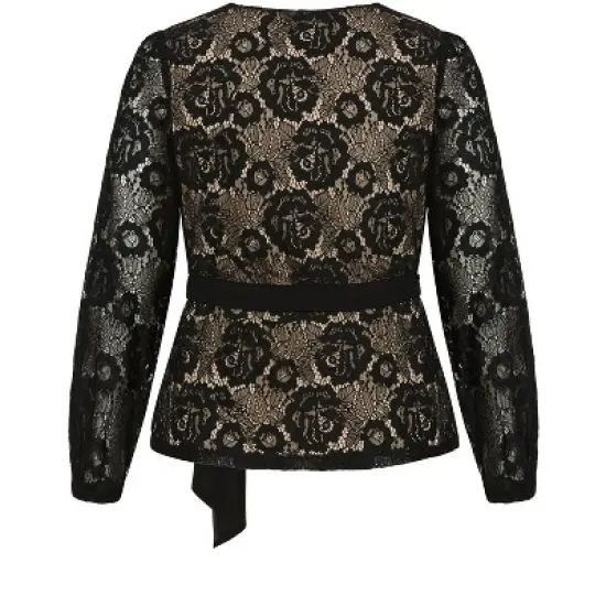 Women's Plus Size Lace Fly Away Top - Black | CITY CHIC image {5}