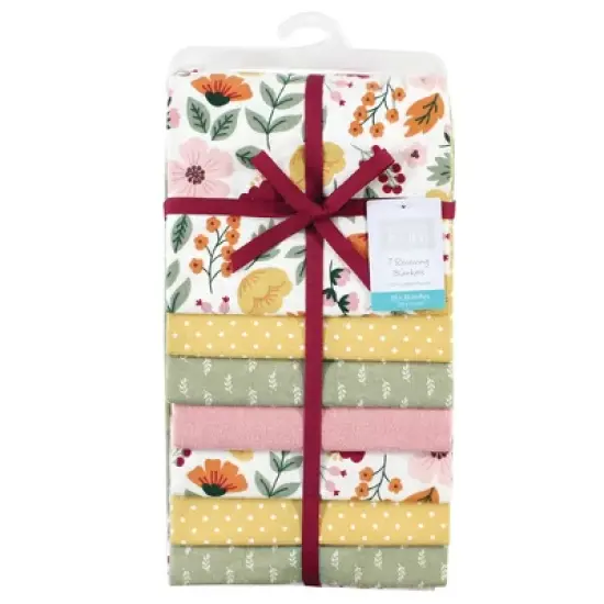 Hudson Baby Infant Girl Cotton Flannel Receiving Blankets Bundle, Fall Botanical, One Size image {1}