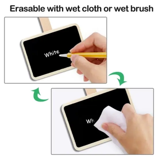 Unique Bargains Wood Mini Chalkboard Signs Tag with Clips Weddings Message Board Notes 20 Pcs image {4}
