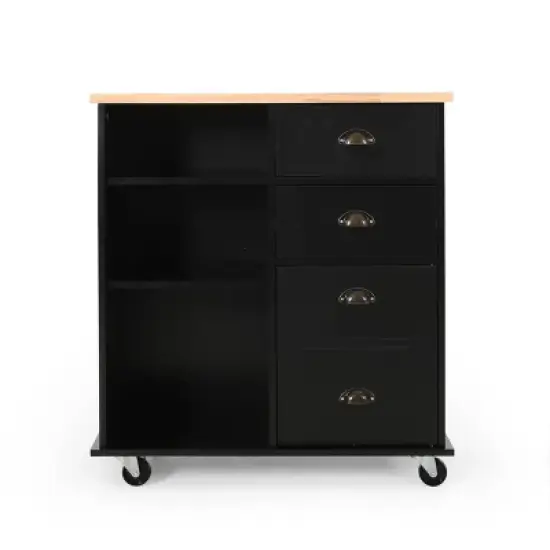 Provence Contemporary Kitchen Cart with Wheels - Christopher Knight Home image {4}