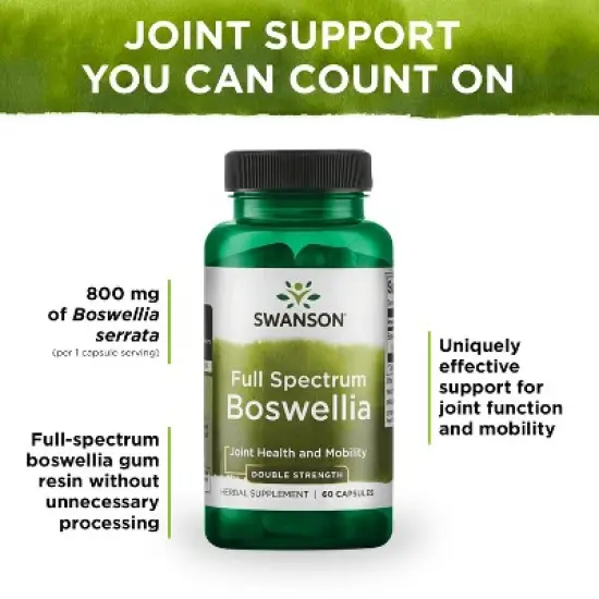 Swanson Full Spectrum Boswellia - Double Strength, Supports Joint Integrity, Movement & Flexibility, 60 Capsules image {1}