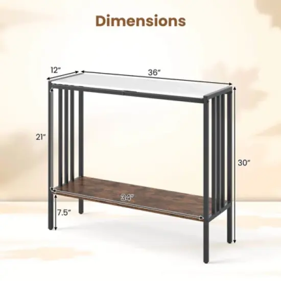 Costway 36" Console Table with Sintered Stone Tabletop & Open Shelf for Living Room image {2}