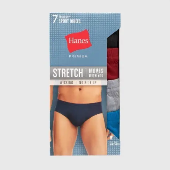 Hanes Premium Men's Stretch Comfort Soft Waistband Briefs 7pk - Blue/Black/Gray image {3}