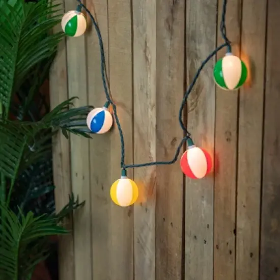 Northlight Beach Ball Patio Light Set - 6' Green Wire - 10ct image {1}