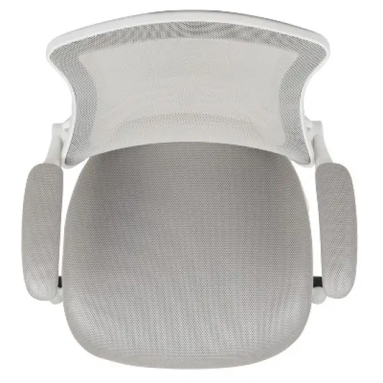 Emma and Oliver Mid-Back Light Gray Mesh Ergonomic Task Office Chair, White Frame - Flip-Up Arms image {8}