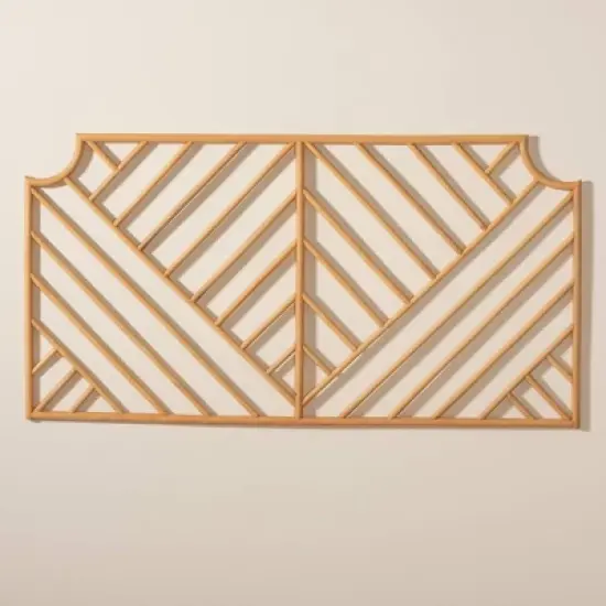 Queen Giza Rattan Wall Mount Headboard Natural/Brown - bali & pari: Handcrafted, Chevron Pattern, No Assembly Required image {5}
